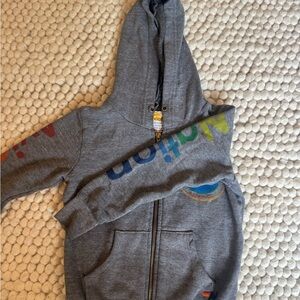 Gray Hoodie with Rainbow Logo